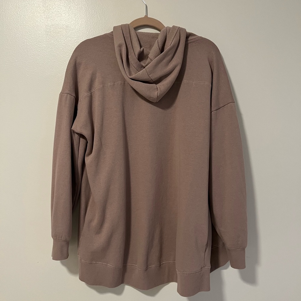 Mauve hooded sweatshirt cardigan